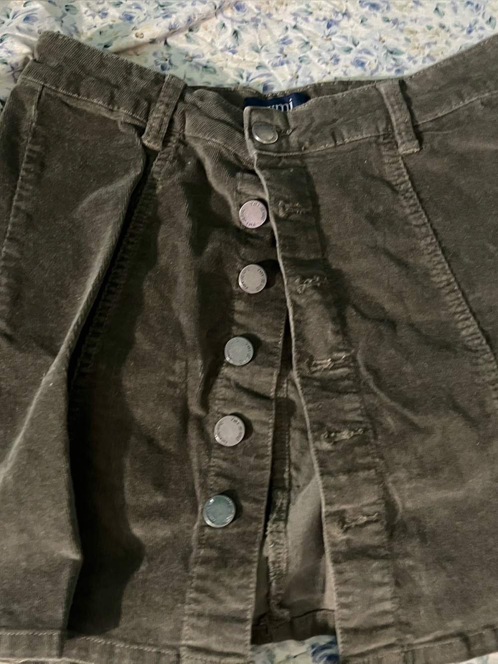 Women's Button Up Olive Green Skirt
